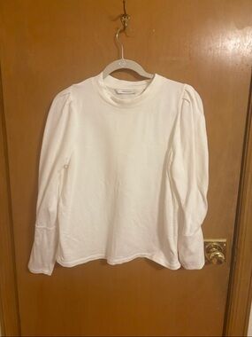 Rebecca Taylor Cream Puff-Sleeve Crewneck Sweatshirt